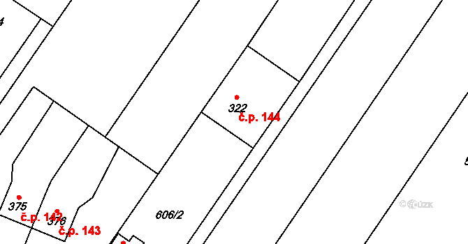 Hrotovice 144 na parcele st. 322 v KÚ Hrotovice, Katastrální mapa