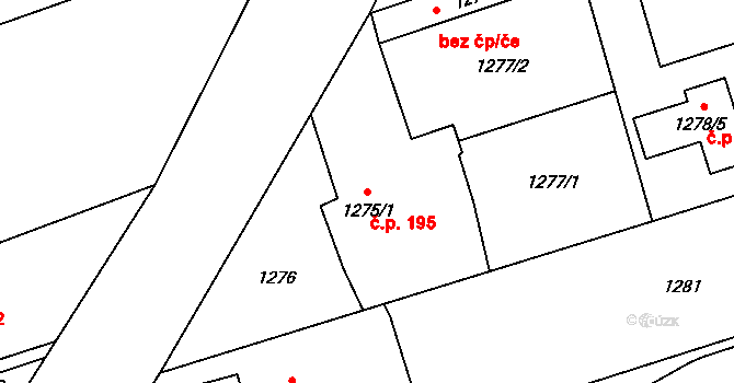 Záblatí 195, Bohumín na parcele st. 1275/1 v KÚ Záblatí u Bohumína, Katastrální mapa