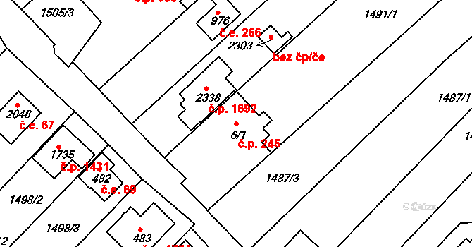 Mařatice 245, Uherské Hradiště na parcele st. 6/1 v KÚ Mařatice, Katastrální mapa