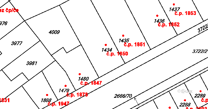 Břeclav 1850 na parcele st. 1434 v KÚ Břeclav, Katastrální mapa