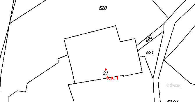 Lohenice 1, Koberovice na parcele st. 31 v KÚ Lohenice, Katastrální mapa