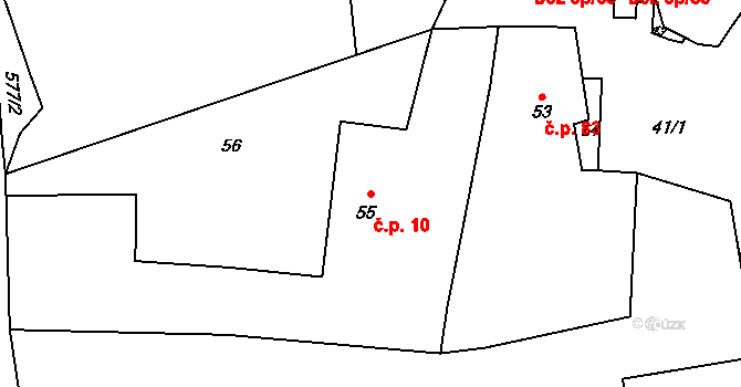 Ludíkov 10 na parcele st. 55 v KÚ Ludíkov, Katastrální mapa