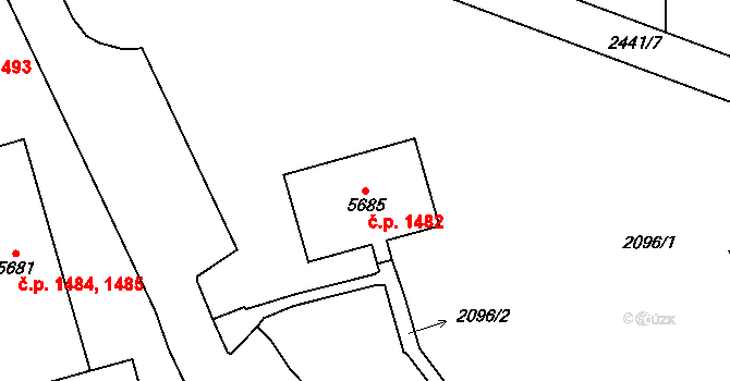 Cheb 1482 na parcele st. 5685 v KÚ Cheb, Katastrální mapa