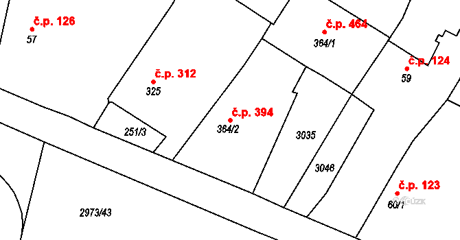 Černilov 394 na parcele st. 364/2 v KÚ Černilov, Katastrální mapa