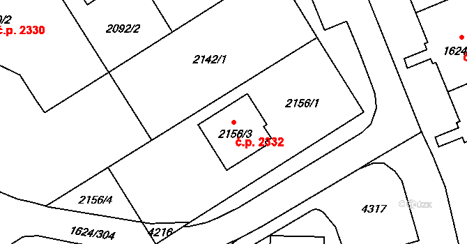 Mizerov 2332, Karviná na parcele st. 2156/3 v KÚ Karviná-město, Katastrální mapa