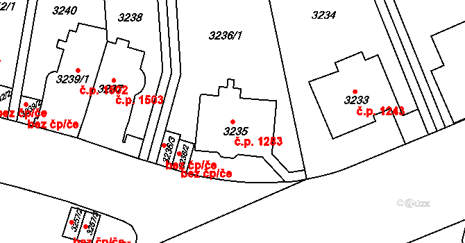 Smíchov 1283, Praha na parcele st. 3235 v KÚ Smíchov, Katastrální mapa