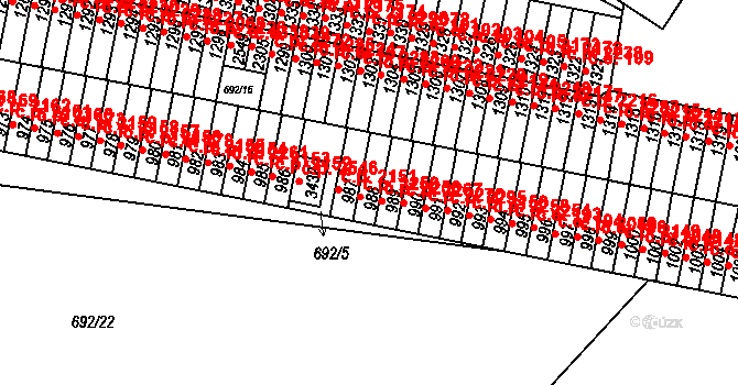 Sezimovo Ústí 2250 na parcele st. 988 v KÚ Sezimovo Ústí, Katastrální mapa