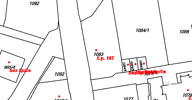 Liberec VI-Rochlice 197, Liberec na parcele st. 1083 v KÚ Rochlice u Liberce, Katastrální mapa