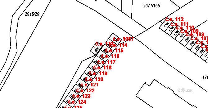 Kuřim 115 na parcele st. 3993 v KÚ Kuřim, Katastrální mapa