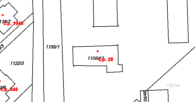 Ráj 28, Karviná na parcele st. 1156/13 v KÚ Ráj, Katastrální mapa