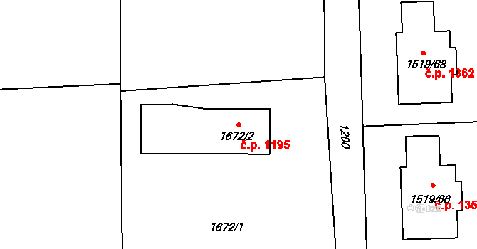 Dětmarovice 1195 na parcele st. 1672/2 v KÚ Dětmarovice, Katastrální mapa