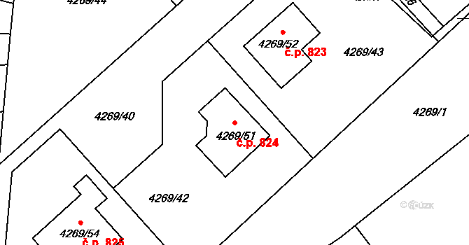 Litomyšlské Předměstí 824, Vysoké Mýto na parcele st. 4269/51 v KÚ Vysoké Mýto, Katastrální mapa