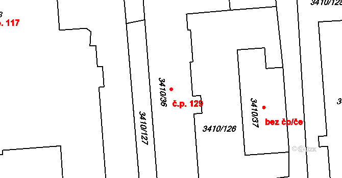 Heřmanice 129, Nová Paka na parcele st. 3410/36 v KÚ Heřmanice u Nové Paky, Katastrální mapa