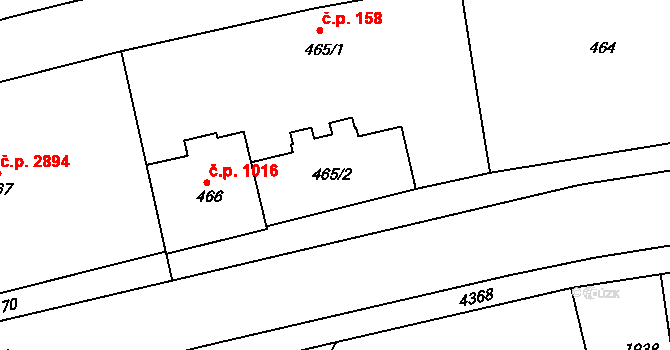 Žižkov 2858, Praha na parcele st. 465/2 v KÚ Žižkov, Katastrální mapa
