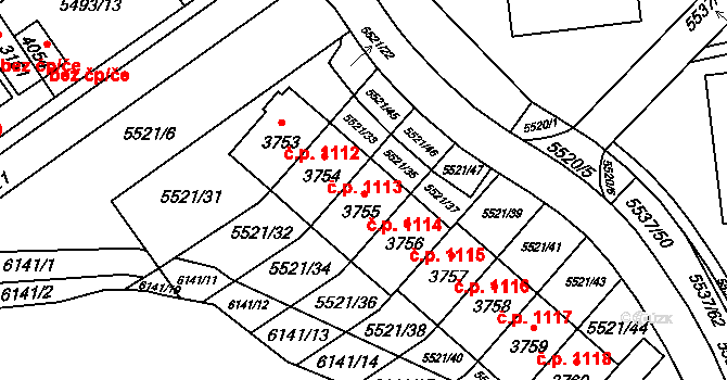 Horní Předměstí 1114, Polička na parcele st. 3755 v KÚ Polička, Katastrální mapa