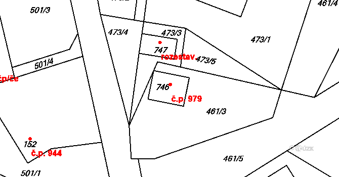 Všedobrovice 979, Kamenice na parcele st. 746 v KÚ Štiřín, Katastrální mapa