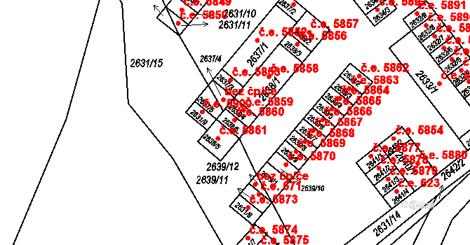 Kadaň 5860 na parcele st. 2638/6 v KÚ Kadaň, Katastrální mapa