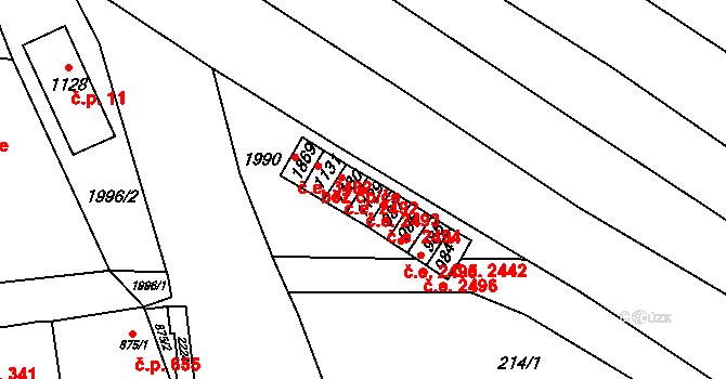Malenovice 2493, Zlín na parcele st. 1129 v KÚ Malenovice u Zlína, Katastrální mapa