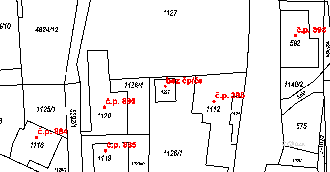 Mikulášovice 39141616 na parcele st. 1297 v KÚ Mikulášovice, Katastrální mapa