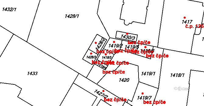 Teplice 39158616 na parcele st. 1419/3 v KÚ Teplice, Katastrální mapa