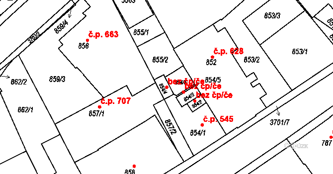 Žamberk 39465616 na parcele st. 854/4 v KÚ Žamberk, Katastrální mapa