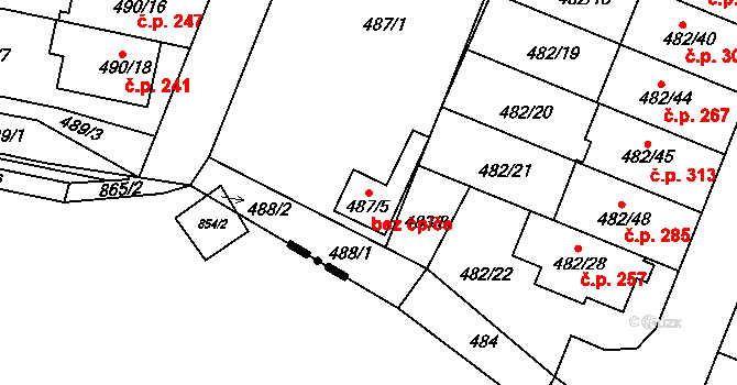 Brno 41611616 na parcele st. 487/5 v KÚ Ivanovice, Katastrální mapa
