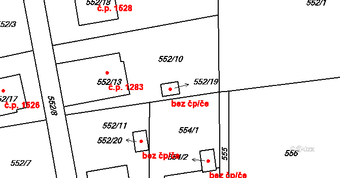 Příbor 44886616 na parcele st. 552/19 v KÚ Klokočov u Příbora, Katastrální mapa