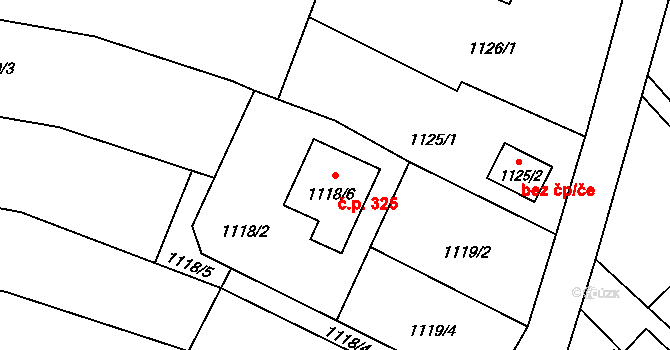 Darkovičky 325, Hlučín na parcele st. 1118/6 v KÚ Darkovičky, Katastrální mapa