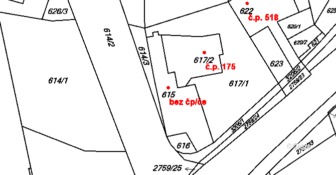 Opava 47889616 na parcele st. 615 v KÚ Kylešovice, Katastrální mapa