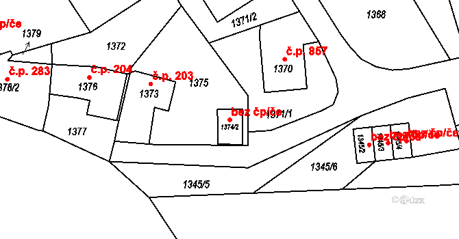 Jablunkov 48178616 na parcele st. 1374/2 v KÚ Jablunkov, Katastrální mapa