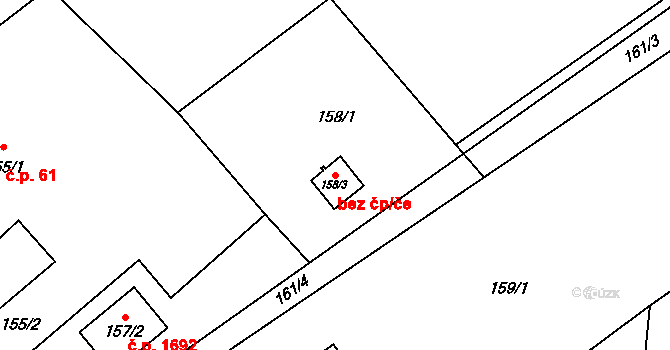 Karviná 48427616 na parcele st. 158/3 v KÚ Ráj, Katastrální mapa