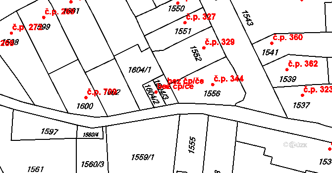 Velká Bystřice 48740616 na parcele st. 1604/3 v KÚ Velká Bystřice, Katastrální mapa