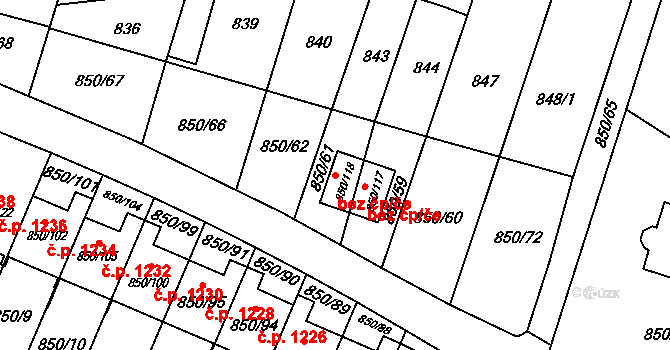 Mohelnice 48763616 na parcele st. 850/118 v KÚ Mohelnice, Katastrální mapa