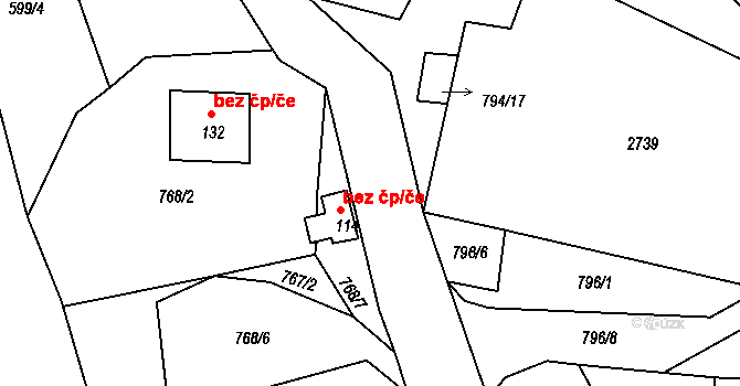 Benešov nad Černou 49075616 na parcele st. 114 v KÚ Ličov, Katastrální mapa