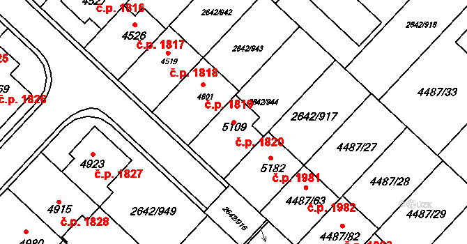 Kuřim 1820 na parcele st. 5109 v KÚ Kuřim, Katastrální mapa