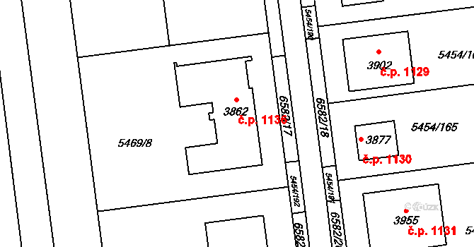 Horní Předměstí 1136, Polička na parcele st. 3862 v KÚ Polička, Katastrální mapa