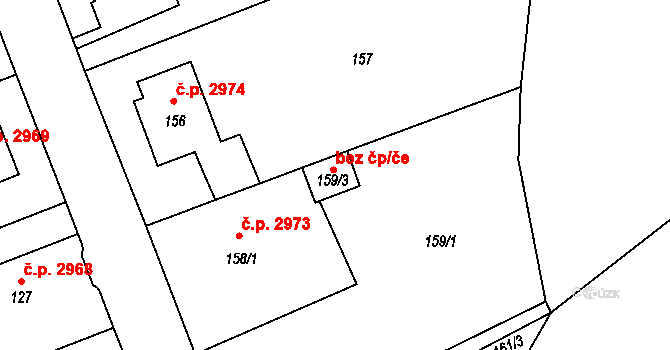 Jihlava 54531616 na parcele st. 159/3 v KÚ Helenín, Katastrální mapa