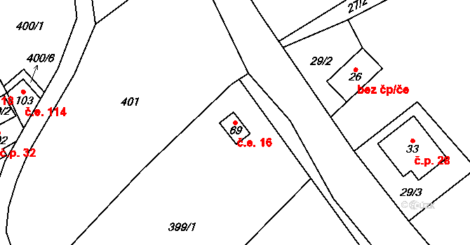 Dobrovítova Lhota 16, Trpišovice na parcele st. 69 v KÚ Dobrovítova Lhota, Katastrální mapa