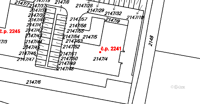Tachov 2241 na parcele st. 2147/4 v KÚ Tachov, Katastrální mapa