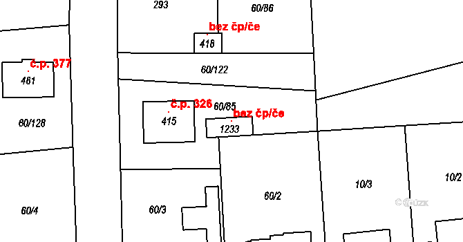 Hovorčovice 93782616 na parcele st. 1233 v KÚ Hovorčovice, Katastrální mapa