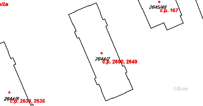 Přerov I-Město 2649,2650, Přerov na parcele st. 2644/2 v KÚ Přerov, Katastrální mapa