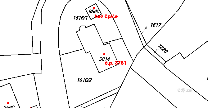 Jablonec nad Nisou 3781 na parcele st. 5014 v KÚ Jablonec nad Nisou, Katastrální mapa