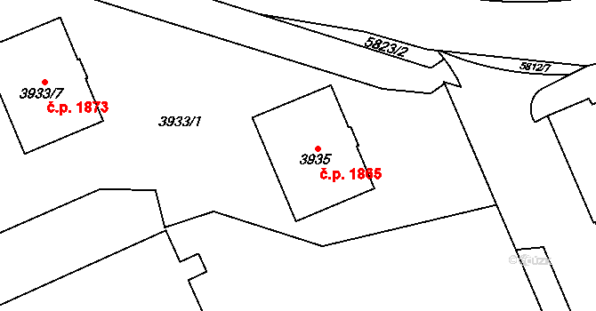 Jihlava 1865 na parcele st. 3935 v KÚ Jihlava, Katastrální mapa