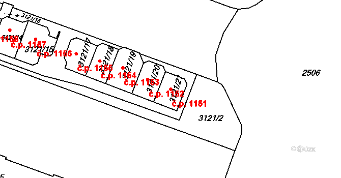 Lyžbice 1151, Třinec na parcele st. 3121/21 v KÚ Lyžbice, Katastrální mapa