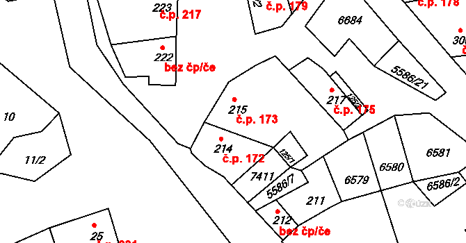 Archlebov 173 na parcele st. 215 v KÚ Archlebov, Katastrální mapa
