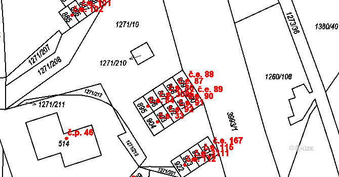 Pazderna 87, Vyškov na parcele st. 898 v KÚ Dědice u Vyškova, Katastrální mapa