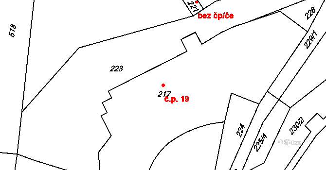 Mladkov 19, Boskovice na parcele st. 217 v KÚ Mladkov u Boskovic, Katastrální mapa