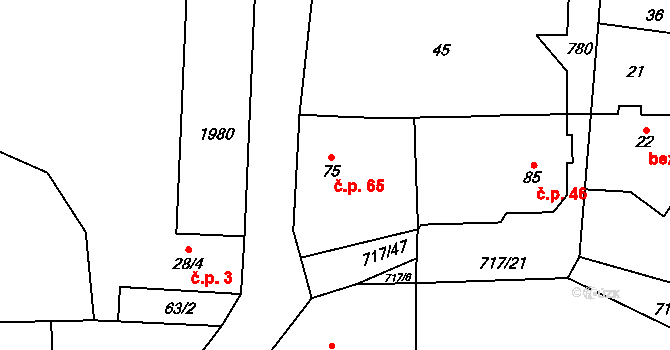 Hokov 65, Hořovičky na parcele st. 75 v KÚ Hokov, Katastrální mapa