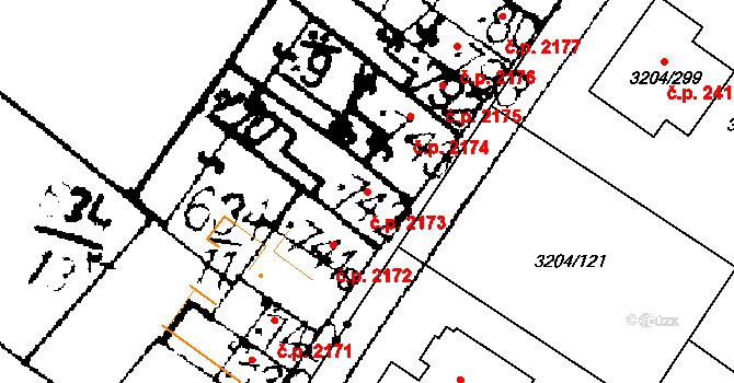 Podlusky 2173, Roudnice nad Labem na parcele st. 742 v KÚ Podlusky, Katastrální mapa