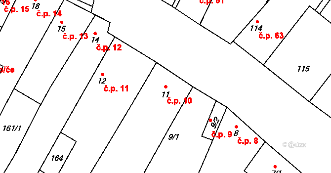 Třebenice 10 na parcele st. 11 v KÚ Třebenice, Katastrální mapa